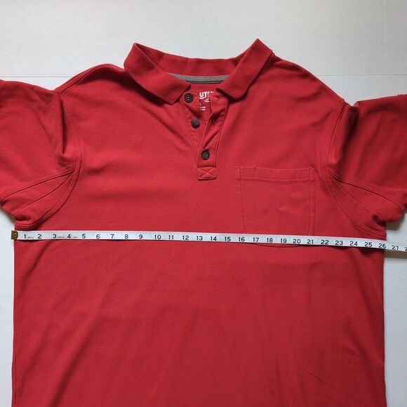 Duluth Trading Mens XL Polo Shirt Short Sleeve Relaxed Fit Red Orange 100%Cotton - Picture 12 of 13